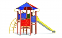 Vaikų žaidimų aikštelės Pilies bokštas 03 - sertifikuotos EN 1176 ir saugios, su čiuožykla ir stogeliu